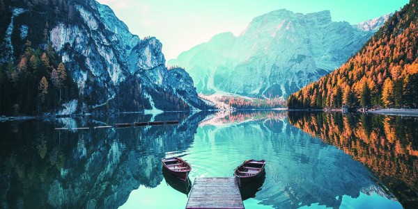 Leinwandbild - Motiv: Boote auf See - 50 x 100cm