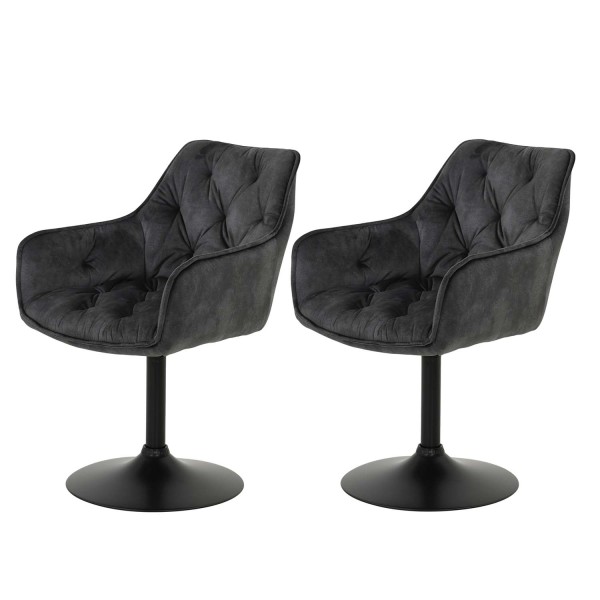 2er Set Stuhl Birte - Samtvelour Vintage Anthrazit