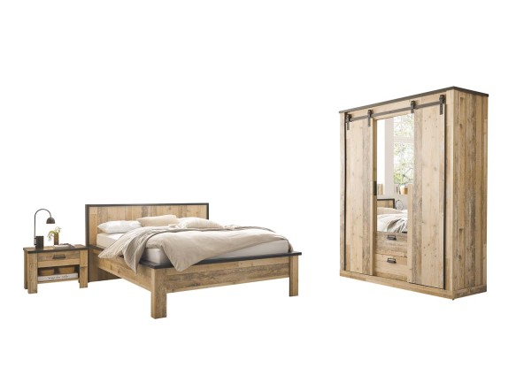 Schlafzimmer Sherwood 140x200 - Landhaus Old Style hell