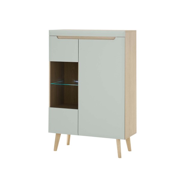 Vitrinenschrank Svante - Scandi Oak / Pistaccio Matt