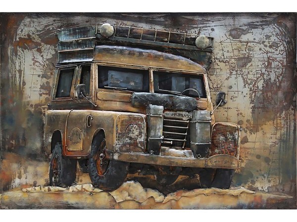 3D-Metallbild - Motiv: Geländewagen in der Wüste - 80 x 120cm