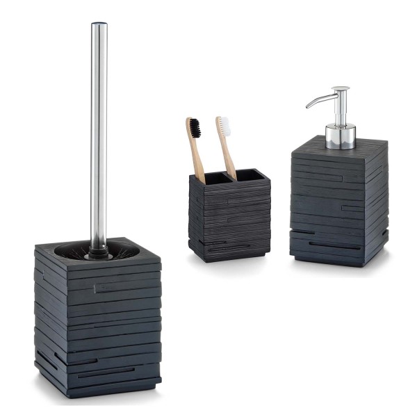 3-teiliges Badaccessoire-Set - Schiefer Optik