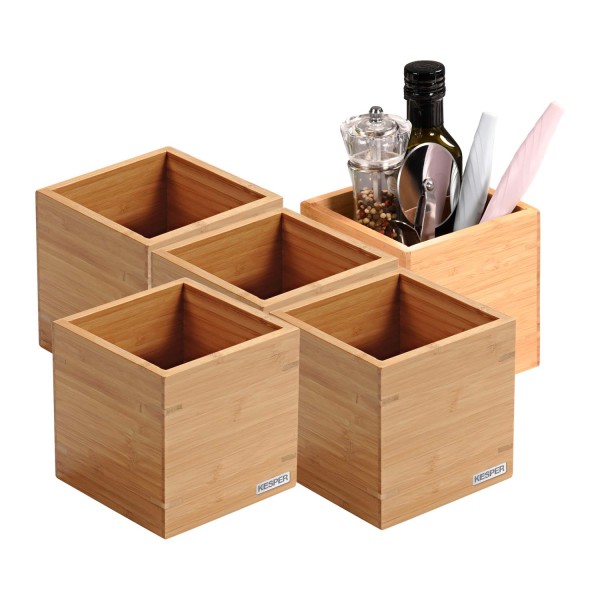 5er Set Küchenutensilienbox / Aufbewahrungsbox - Bambus