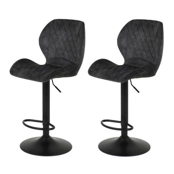 2er Set Barhocker Laila - Samt Anthrazit