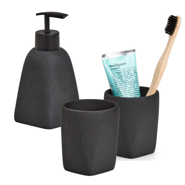 3-teiliges Badaccessoire-Set - Dark Stone