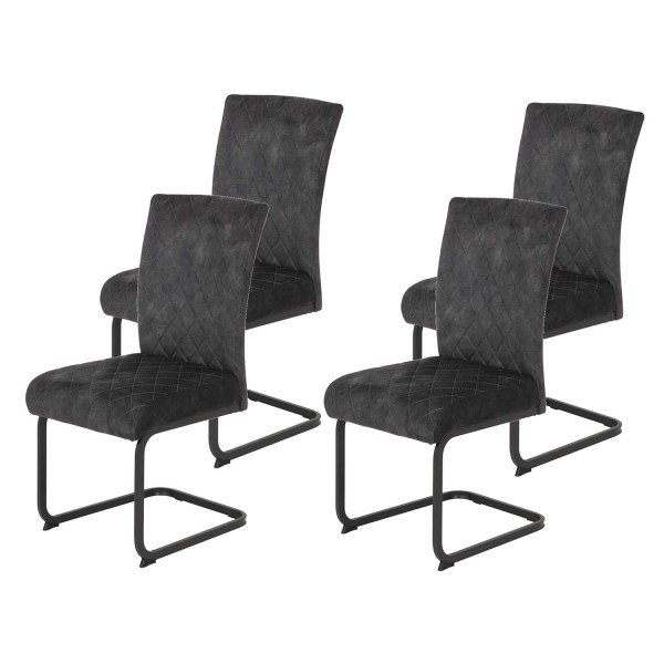 4er Set Schwingstuhl Rachel - Vintage Anthrazit