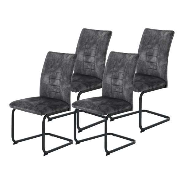 4er Set XL-Schwingstuhl Gela - Vintage Velvet Anthrazit