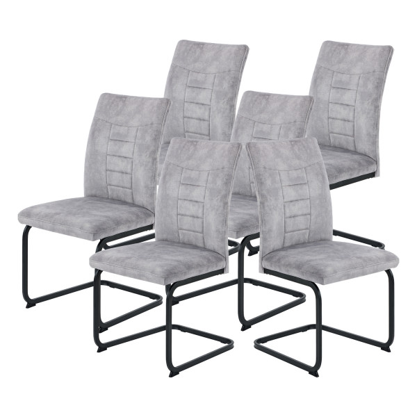 6er Set XL-Schwingstuhl Gela - Vintage Velvet Silber