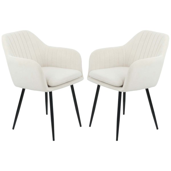 2er Set Sesselstuhl Lia - Samtvelour Creme