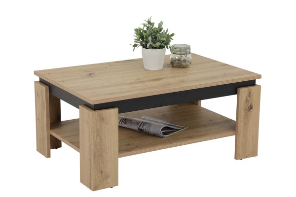 Couchtisch Tim II - Artisan Eiche Schwarz - 90 x 60 x 41cm